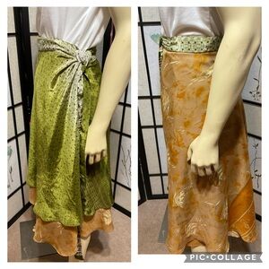 100% Silk Reversible Wrap Around Skirt